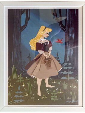 Disney WonderGround Sleeping Beauty Aurora Art Print Ann Shen Framed 15x12 Wall